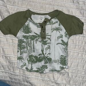 Kate Quinn Olive and Cream Jungle Print Baby Shirt